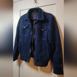 Zara Basics – Men’s Faux Suede Zip Jacket | Blue | Small